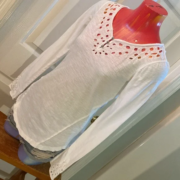 Free People White Embellished Fitted Longsleeve Blouse - Picture 5 of 15